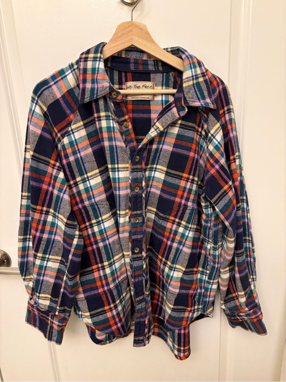 Free People We The Free Girl Meets Boy Plaid Flannel S Oversized Cotton - Picture 3 of 8